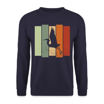 Heron Retro Birdwatching Bird Watcher - Sweat-shirt Unisexe - marine - Devant - Alina (178cm) & Michal (187cm)