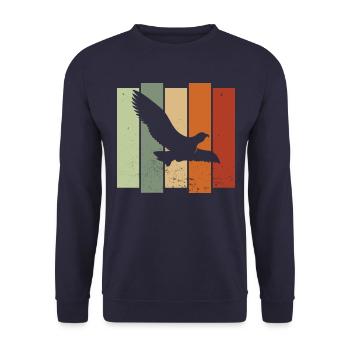 Falcon Retro Vogelbeobachtung Vogelbeobachter - Unisex Pullover - Navy - Vorne - Alina (178cm) & Michal (187cm)