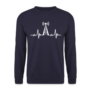 Amateur Radio Operator Ham Frequency Antenna - Unisex Sweatshirt - navy - Front - Alina (178cm) & Michal (187cm)