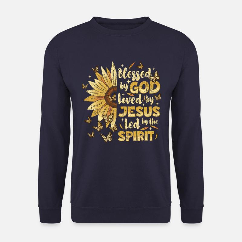 Jesus Christus Gott Sonnenblume Durch Gott Liebe - Unisex Pullover - Navy