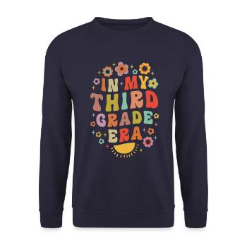 In My Third Grade Era 3rd Grade Groovy Vintage - Unisex Sweatshirt - navy - Front - Alina (178cm) & Michal (187cm)