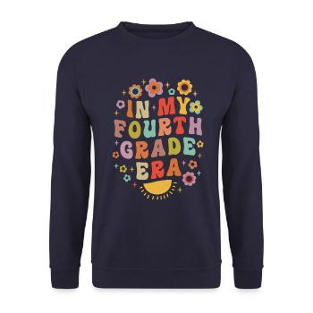 Dans ma quatrième année ère 4e année Groovy Vintage - Sweat-shirt Unisexe - marine - Devant - Alina (178cm) & Michal (187cm)