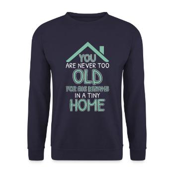 Tiny-House-Enthusiast zelebriert Einfachheit - Unisex Pullover - Navy - Vorne - Alina (178cm) & Michal (187cm)
