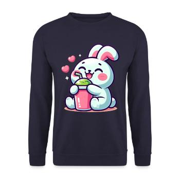 Rabbit Bubble Tea Kawaii - Unisex Sweatshirt - navy - Front - Alina (178cm) & Michal (187cm)