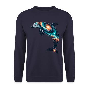 Dolphin Space Galaxy Universe - Unisex Sweatshirt - navy - Front - Alina (178cm) & Michal (187cm)