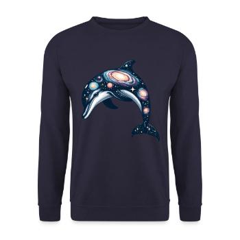 Dolphin Space Galaxy Universe - Unisex Sweatshirt - navy - Front - Alina (178cm) & Michal (187cm)