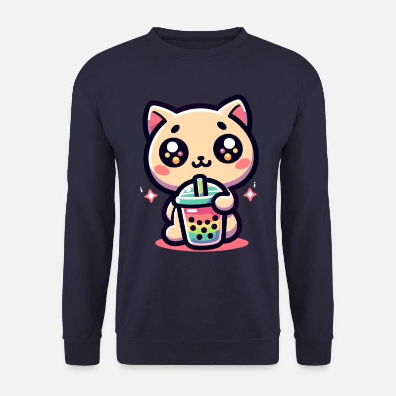 Cat Bubble Tea Boba Kawaii - Unisex Sweatshirt - navy