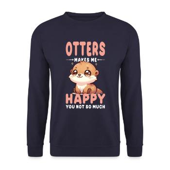 Niedliche Ottergrafik mit lustigem Zitat für Tier - Unisex Pullover - Navy - Vorne - Alina (178cm) & Michal (187cm)