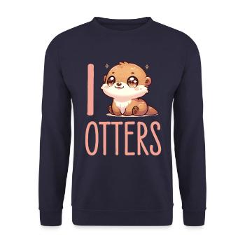 Adorable Illustration de loutre - parfait pour mignon - Sweat-shirt Unisexe - marine - Devant - Alina (178cm) & Michal (187cm)