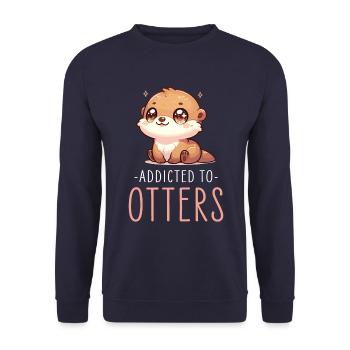 Adorable Illustration de loutre mignonne parfaite pour la loutre - Sweat-shirt Unisexe - marine - Devant - Alina (178cm) & Michal (187cm)