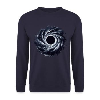 Astrophysik-Enthusiast Kosmisches Schwarzes Loch Kunstwerk - Unisex Pullover - Navy - Vorne - Alina (178cm) & Michal (187cm)