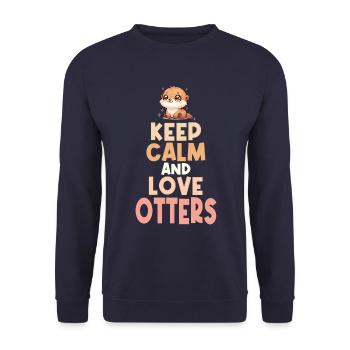 Oeuvre d’art de loutre mignonne mettant en vedette Adorable et drôle Keep - Sweat-shirt Unisexe - marine - Devant - Alina (178cm) & Michal (187cm)
