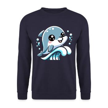 Adorable Dolphin Lover Graphic - Vie marine ludique - Sweat-shirt Unisexe - marine - Devant - Alina (178cm) & Michal (187cm)