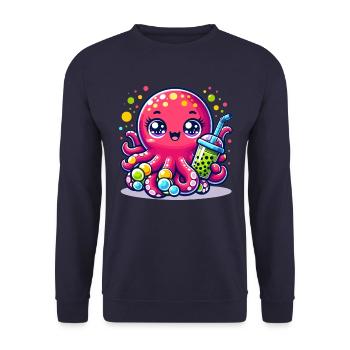 Kawaii Octopus With Bubble Tea Sea Ocean Boba Tea - Unisex Sweatshirt - navy - Front - Alina (178cm) & Michal (187cm)