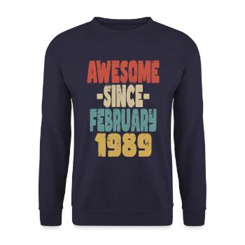 Awesome February 1989 - Unisex Sweatshirt - navy - Front - Alina (178cm) & Michal (187cm)