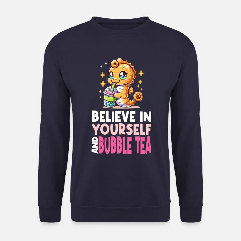Kawaii Seepferdchen Bubble Tea Boba Milchtee - Unisex Pullover - Navy