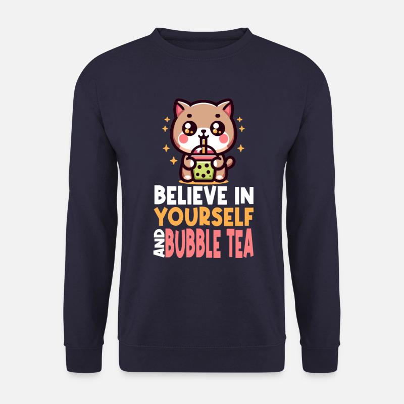 Kawaii Cat Bubble Tea Boba Drink Koreanisch Asiatisch - Unisex Pullover - Navy