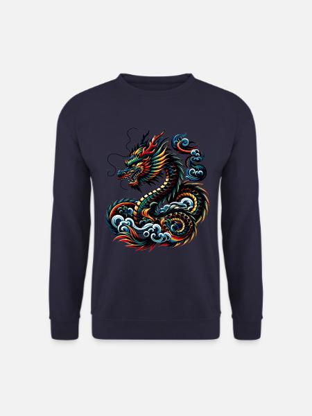 Bunte Drachen-Tierkreiszeichen Chinesische Drachenkunst - Unisex Pullover - Navy