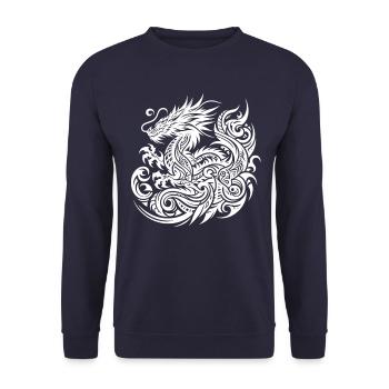 Dragon Tribal Tattoo Artistic Symbol Design - Sweat-shirt Unisexe - marine - Devant - Alina (178cm) & Michal (187cm)