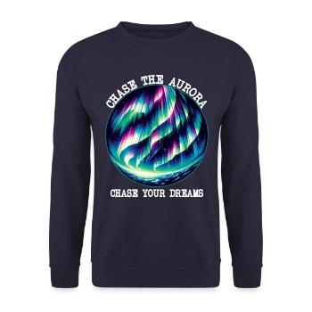 Passionné d’aurores boréales Amoureux des aurores boréales - Sweat-shirt Unisexe - marine - Devant - Alina (178cm) & Michal (187cm)