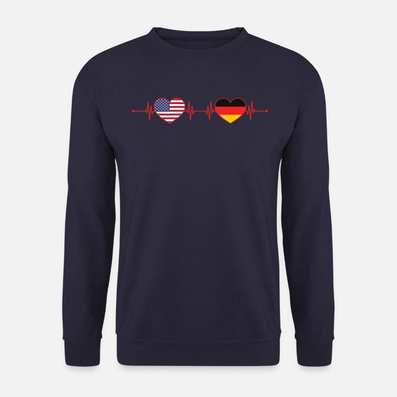 USA Deutschland Herzschlag Amerikanisch Deutsche Herzflagge - Unisex Pullover - Navy