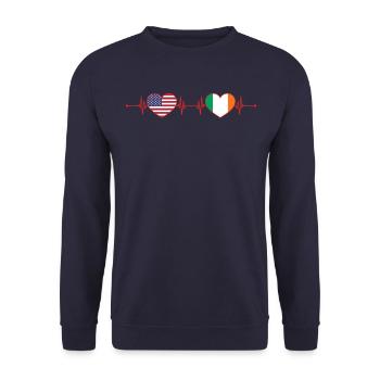 USA Ireland Heartbeat American Irish - Unisex Sweatshirt - navy - Front - Alina (178cm) & Michal (187cm)