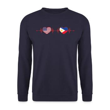 USA Philippinen Herzschlag Amerikanisch Filipino - Unisex Pullover - Navy - Vorne - Alina (178cm) & Michal (187cm)
