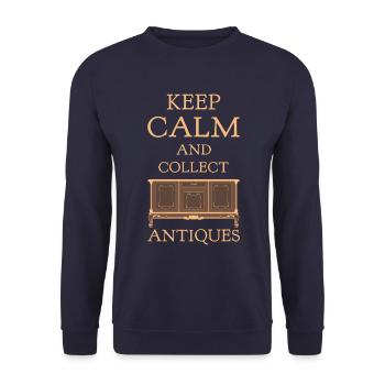 Antique Collector Passion - Keep Calm and Collect - Unisex Sweatshirt - navy - Front - Alina (178cm) & Michal (187cm)