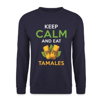 Tamales Lover Design - Restez calme et mangez des tamales - Sweat-shirt Unisexe - marine - Devant - Alina (178cm) & Michal (187cm)