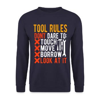 Tool Rules Carpenter Woodworking Craftsman - Unisex Sweatshirt - navy - Front - Alina (178cm) & Michal (187cm)