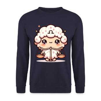 Charming Libra Zodiac Kawaii Character for - Unisex Sweatshirt - navy - Front - Alina (178cm) & Michal (187cm)