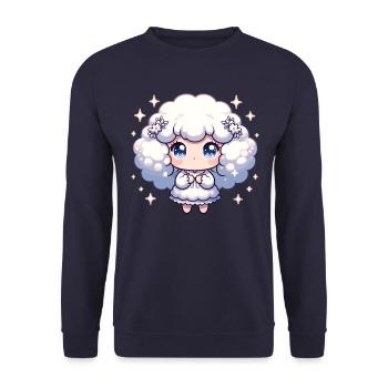 Virgo Star Sign Kawaii Character Birthday Gift - Unisex Sweatshirt - navy - Front - Alina (178cm) & Michal (187cm)