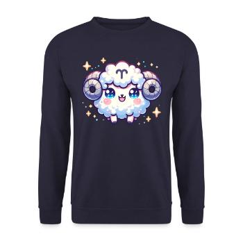 Aries Zodiac Sign Kawaii Character Birthdayd - Unisex Sweatshirt - navy - Front - Alina (178cm) & Michal (187cm)