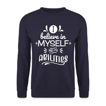 Inspirational Quote Design - I Believe In Myself - Unisex Sweatshirt - navy - Front - Alina (178cm) & Michal (187cm)