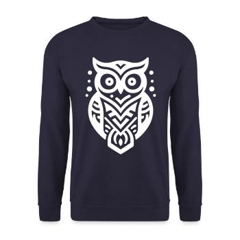Eule Indianer Tierkreiszeichen - Unisex Pullover - Navy - Vorne - Alina (178cm) & Michal (187cm)
