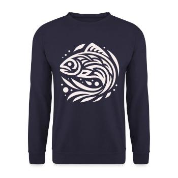 Saumon Amérindien Zodiaque - Sweat-shirt Unisexe - marine - Devant - Alina (178cm) & Michal (187cm)