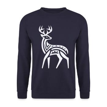 Cerf Amérindien Zodiaque - Sweat-shirt Unisexe - marine - Devant - Alina (178cm) & Michal (187cm)