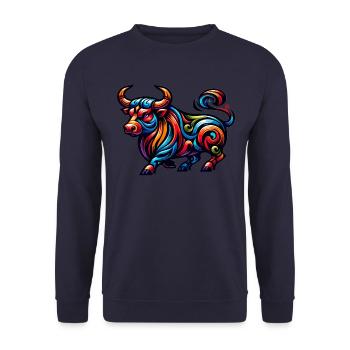 Tatouage de bœuf Tribal du zodiaque chinois - Sweat-shirt Unisexe - marine - Devant - Alina (178cm) & Michal (187cm)