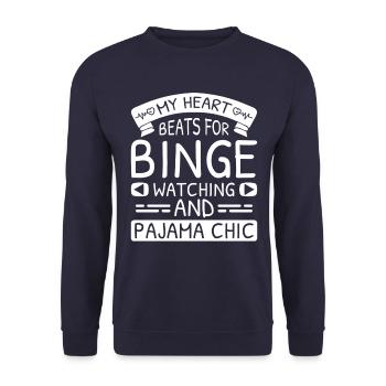 Perfect Binge Watching Design for TV Series Lovers - Unisex Sweatshirt - navy - Front - Alina (178cm) & Michal (187cm)