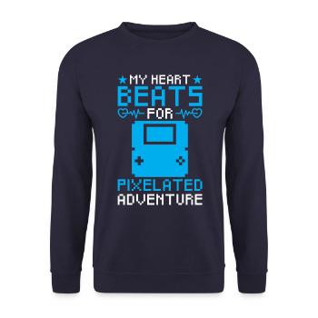 Retro Gaming Love Nostalgia Pixel Graphics - Unisex Sweatshirt - navy - Front - Alina (178cm) & Michal (187cm)