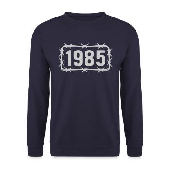 Geburtstag Jahrgang 1985 Stacheldraht - Unisex Pullover - Navy - Vorne - Alina (178cm) & Michal (187cm)