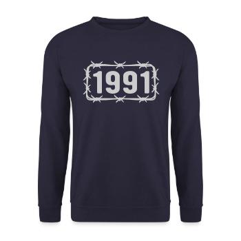 Anniversaire Vintage 1991 fil de fer barbelé - Sweat-shirt Unisexe - marine - Devant - Alina (178cm) & Michal (187cm)