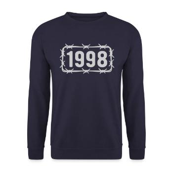 Anniversaire Vintage 1998 fil de fer barbelé - Sweat-shirt Unisexe - marine - Devant - Alina (178cm) & Michal (187cm)