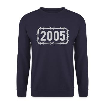 Geburtstag Jahrgang 2005 Stacheldraht - Unisex Pullover - Navy - Vorne - Alina (178cm) & Michal (187cm)