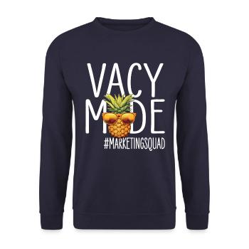 Marketing-Urlaub Vacy Mode Marketingsquad - Unisex Pullover - Navy - Vorne - Alina (178cm) & Michal (187cm)