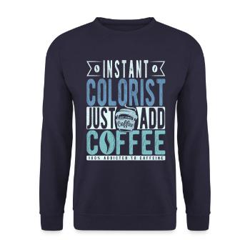 Coloriste instantané Il suffit d’ajouter du café - Sweat-shirt Unisexe - marine - Devant - Alina (178cm) & Michal (187cm)