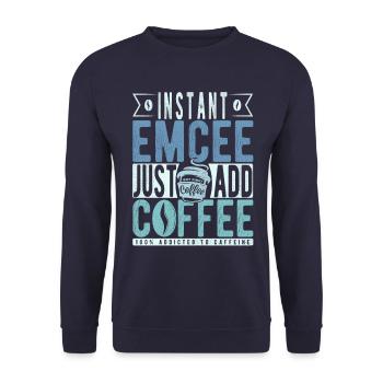 Instant-Moderator Fügen Sie einfach Kaffee hinzu - Unisex Pullover - Navy - Vorne - Alina (178cm) & Michal (187cm)