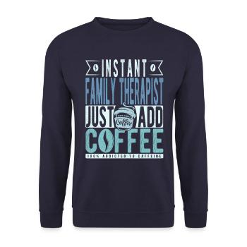 Instant-Familientherapeut einfach Kaffee hinzufügen - Unisex Pullover - Navy - Vorne - Alina (178cm) & Michal (187cm)