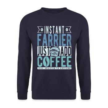 Instant-Hufschmied einfach Kaffee hinzufügen - Unisex Pullover - Navy - Vorne - Alina (178cm) & Michal (187cm)