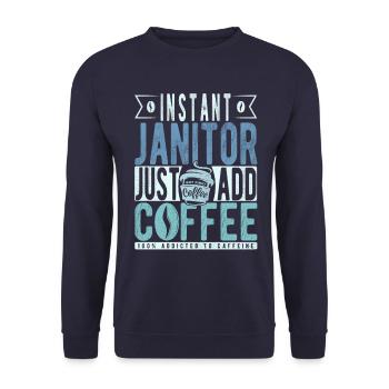 Instant-Hausmeister Fügen Sie einfach Kaffee hinzu - Unisex Pullover - Navy - Vorne - Alina (178cm) & Michal (187cm)